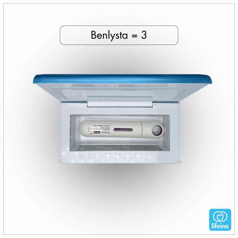 2 injections of Benlysta in a lifeinabox medication cool box