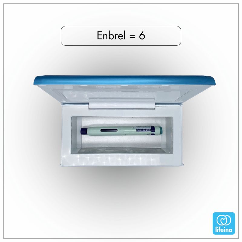 6 injections of enbrel in a lifeinabox medicine cooler
