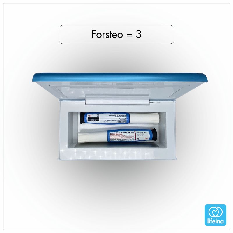 3 injections of Forsteo in a lifeinabox medication cool box