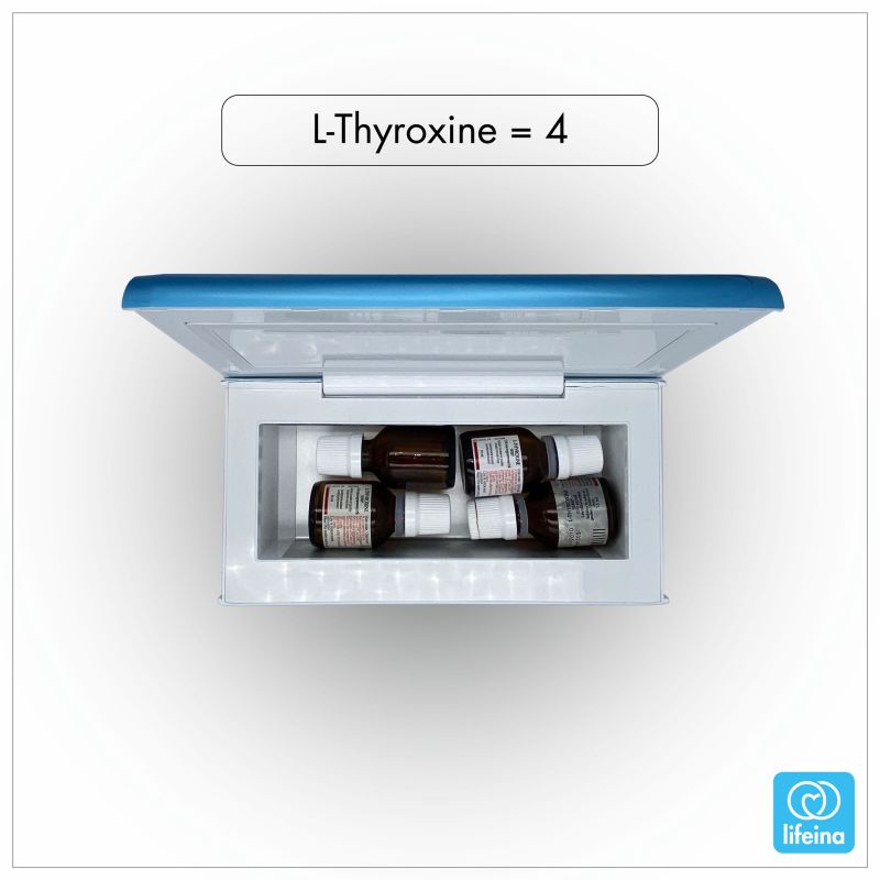 4 injections of L-Thyroxine in a lifeinabox medication cool box